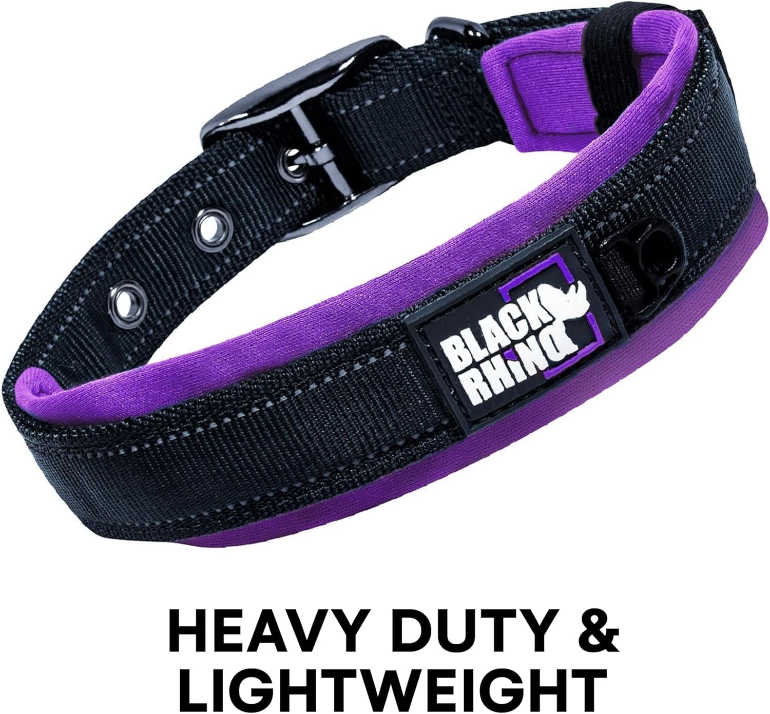 Reflective Dog Collar - Heavy Duty Adjustable Comfort Collar with Ultra Soft Neoprene Padding for All Breeds - Weatherproof, Lightweight Dog Collars for Medium Dogs (Medium, Purple/Black)